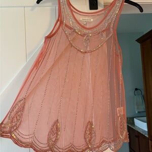 Embellished Pink Sleeveless Top